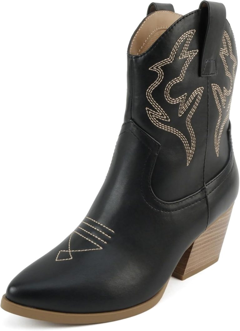 Soda “BLAZING” ~ Women Western Bootie Pointe Toe with Low Heel (Wide Fit Available)